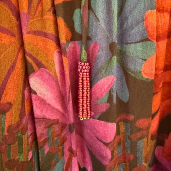 Farm Rio Bird Flowers Maxi Dress Floral Ruffles Long Sleeve Multicolor XL NWT - Picture 7 of 8